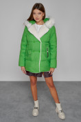 Оптом Куртка зимняя женская модная с мехом зеленого цвета 133120Z в Екатеринбурге, фото 11