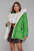 Оптом Куртка зимняя женская модная с мехом зеленого цвета 133120Z в Екатеринбурге, фото 14