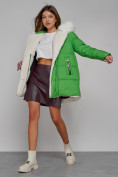 Оптом Куртка зимняя женская модная с мехом зеленого цвета 133120Z в Екатеринбурге, фото 15
