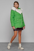 Оптом Куртка зимняя женская модная с мехом зеленого цвета 133120Z в Екатеринбурге, фото 3