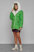 Оптом Куртка зимняя женская модная с мехом зеленого цвета 133120Z в Екатеринбурге, фото 6