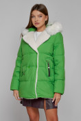 Оптом Куртка зимняя женская модная с мехом зеленого цвета 133120Z в Екатеринбурге, фото 8