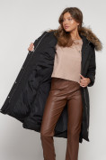 Оптом Пальто утепленное с капюшоном зимнее женское черного цвета 133125Ch в Екатеринбурге, фото 9