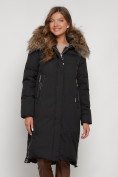 Оптом Пальто утепленное с капюшоном зимнее женское черного цвета 133125Ch в Новосибирске, фото 16