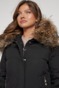 Оптом Пальто утепленное с капюшоном зимнее женское черного цвета 133125Ch, фото 19
