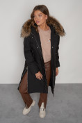 Оптом Пальто утепленное с капюшоном зимнее женское черного цвета 133125Ch в Екатеринбурге, фото 25