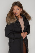Оптом Пальто утепленное с капюшоном зимнее женское черного цвета 133125Ch в Омске, фото 26