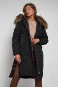 Оптом Пальто утепленное с капюшоном зимнее женское черного цвета 133125Ch, фото 28