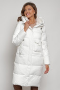 Оптом Пальто утепленное с капюшоном зимнее женское белого цвета 133127Bl, фото 11