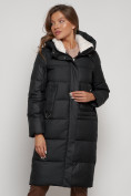 Оптом Пальто утепленное с капюшоном зимнее женское черного цвета 133127Ch в Екатеринбурге, фото 10