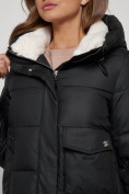 Оптом Пальто утепленное с капюшоном зимнее женское черного цвета 133127Ch в Екатеринбурге, фото 15