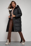 Оптом Пальто утепленное с капюшоном зимнее женское черного цвета 133127Ch в Екатеринбурге, фото 19