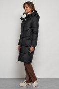 Оптом Пальто утепленное с капюшоном зимнее женское черного цвета 133127Ch в Екатеринбурге, фото 2