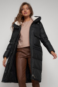 Оптом Пальто утепленное с капюшоном зимнее женское черного цвета 133127Ch в Екатеринбурге, фото 20