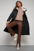 Оптом Пальто утепленное с капюшоном зимнее женское черного цвета 133127Ch в Екатеринбурге, фото 21