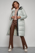 Оптом Пальто утепленное с капюшоном зимнее женское светло-зеленого цвета 133127ZS во Владивостоке, фото 15