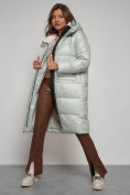 Оптом Пальто утепленное с капюшоном зимнее женское светло-зеленого цвета 133127ZS в Санкт-Петербурге, фото 19