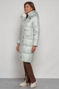 Оптом Пальто утепленное с капюшоном зимнее женское светло-зеленого цвета 133127ZS, фото 2