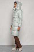 Оптом Пальто утепленное с капюшоном зимнее женское светло-зеленого цвета 133127ZS в Воронеже, фото 6
