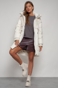 Оптом Куртка зимняя женская модная из кроличьего меха бежевого цвета 133131B в Казани, фото 14