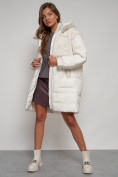 Оптом Куртка зимняя женская модная из кроличьего меха бежевого цвета 133131B в Казани, фото 16