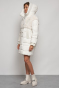 Оптом Куртка зимняя женская модная из кроличьего меха бежевого цвета 133131B в Казани, фото 20