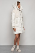 Оптом Куртка зимняя женская модная из кроличьего меха бежевого цвета 133131B в Екатеринбурге, фото 21