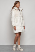Оптом Куртка зимняя женская модная из кроличьего меха бежевого цвета 133131B в Казани, фото 3
