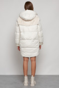 Оптом Куртка зимняя женская модная из кроличьего меха бежевого цвета 133131B в Казани, фото 4