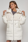 Оптом Куртка зимняя женская модная из кроличьего меха бежевого цвета 133131B в Казани, фото 5