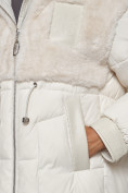 Оптом Куртка зимняя женская модная из кроличьего меха бежевого цвета 133131B в Екатеринбурге, фото 6