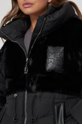 Оптом Куртка зимняя женская модная из кроличьего меха черного цвета 133131Ch в Екатеринбурге, фото 10