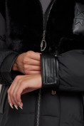 Оптом Куртка зимняя женская модная из кроличьего меха черного цвета 133131Ch в Екатеринбурге, фото 13