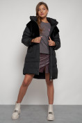 Оптом Куртка зимняя женская модная из кроличьего меха черного цвета 133131Ch в Казани, фото 16
