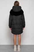 Оптом Куртка зимняя женская модная из кроличьего меха черного цвета 133131Ch в Казани, фото 4