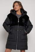 Оптом Куртка зимняя женская модная из кроличьего меха черного цвета 133131Ch в Екатеринбурге, фото 9