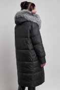Оптом Пальто утепленное с чернобуркой зимнее женское черного цвета 133156Ch в Омске, фото 11