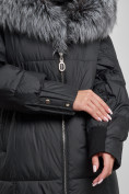 Оптом Пальто утепленное с чернобуркой зимнее женское черного цвета 133156Ch в Челябинске, фото 13