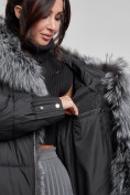 Оптом Пальто утепленное с чернобуркой зимнее женское черного цвета 133156Ch в Новосибирске, фото 14