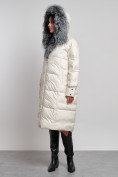 Оптом Пальто утепленное с чернобуркой зимнее женское светло-бежевого цвета 133156SB в Екатеринбурге, фото 10