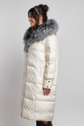 Оптом Пальто утепленное с чернобуркой зимнее женское светло-бежевого цвета 133156SB, фото 13