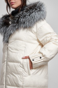 Оптом Пальто утепленное с чернобуркой зимнее женское светло-бежевого цвета 133156SB в Перми, фото 16