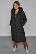 Оптом Пальто утепленное с капюшоном зимнее женское черного цвета 133159Ch в Самаре, фото 10