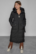 Оптом Пальто утепленное с капюшоном зимнее женское черного цвета 133159Ch в Омске, фото 11