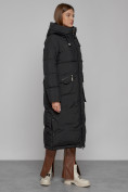 Оптом Пальто утепленное с капюшоном зимнее женское черного цвета 133159Ch в  Красноярске, фото 3