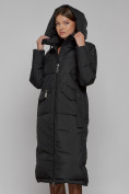 Оптом Пальто утепленное с капюшоном зимнее женское черного цвета 133159Ch, фото 7