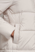 Оптом Пальто утепленное с капюшоном зимнее женское бежевого цвета 133208B, фото 8