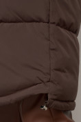 Оптом Пальто утепленное с капюшоном зимнее женское коричневого цвета 133208K в Ростове-на-Дону, фото 15