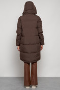 Оптом Пальто утепленное с капюшоном зимнее женское коричневого цвета 133208K, фото 23