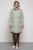 Оптом Пальто утепленное с капюшоном зимнее женское светло-зеленого цвета 133208ZS в Ульяновске, фото 5